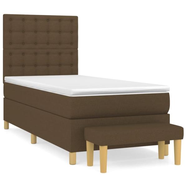 Boxspringbett mit Matratze Dunkelbraun 90x190 cm Stoff