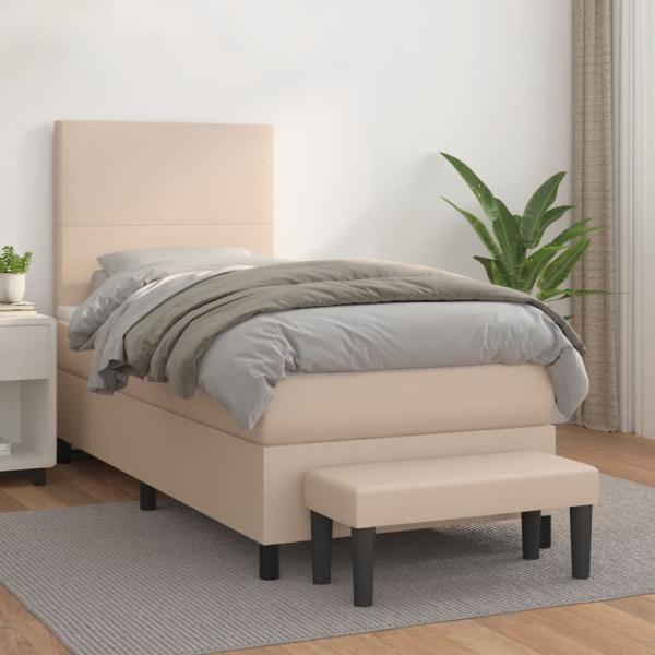 ARDEBO.de - Boxspringbett Matratze Cappuccino-Braun 100x200cm Kunstleder