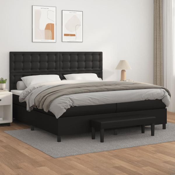 ARDEBO.de - Boxspringbett mit Matratze Schwarz 200x200 cm Kunstleder