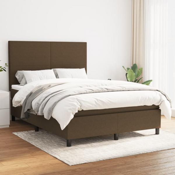 ARDEBO.de - Boxspringbett mit Matratze Dunkelbraun 140x200 cm Stoff