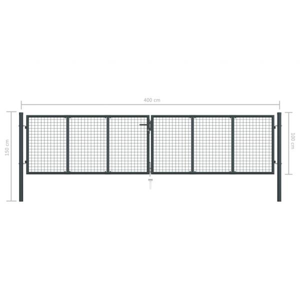 Mesh-Gartentor Verzinkter Stahl 400 x 150 cm Grau