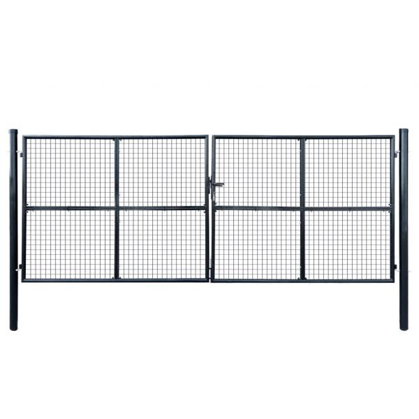 ARDEBO.de - Mesh-Gartentor Verzinkter Stahl 400 x 150 cm Grau 