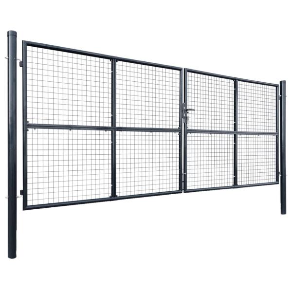 Maschen-Gartentor verzinkter Stahl 400 x 150 cm Grau