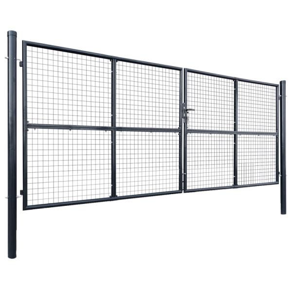 Maschen-Gartentor verzinkter Stahl 400 x 150 cm Grau