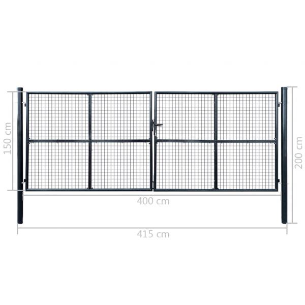 Mesh-Gartentor Verzinkter Stahl 400 x 150 cm Grau 