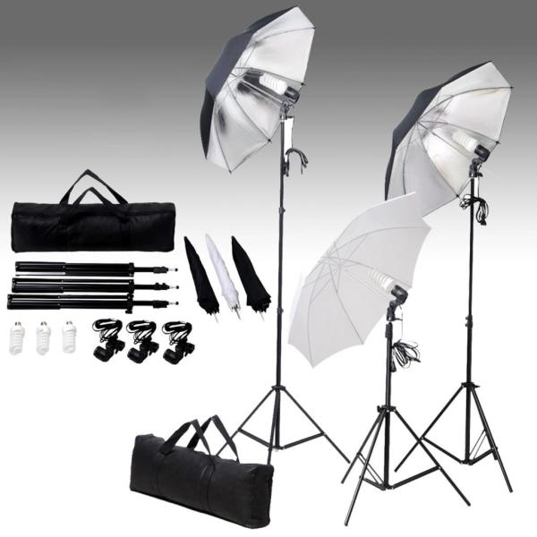 Fotostudio-Set mit Lampen-Set und Hintergrund