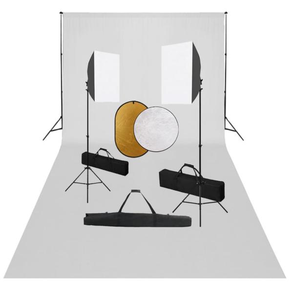 ARDEBO.de - Fotostudio-Set mit Softboxen, Hintergrundsystem und Reflektor