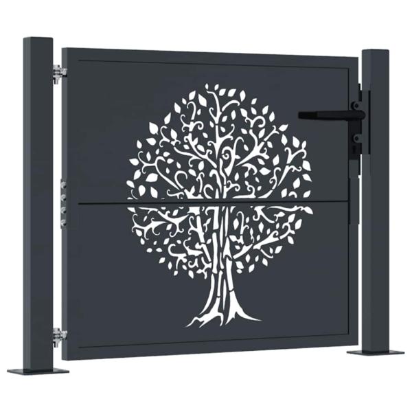 Gartentor Anthrazit 105x105 cm Stahl Baum-Design