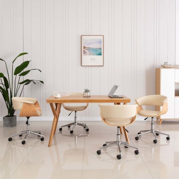 ARDEBO.de - Esszimmerstühle 4 Stk. Drehbar Creme Kunstleder