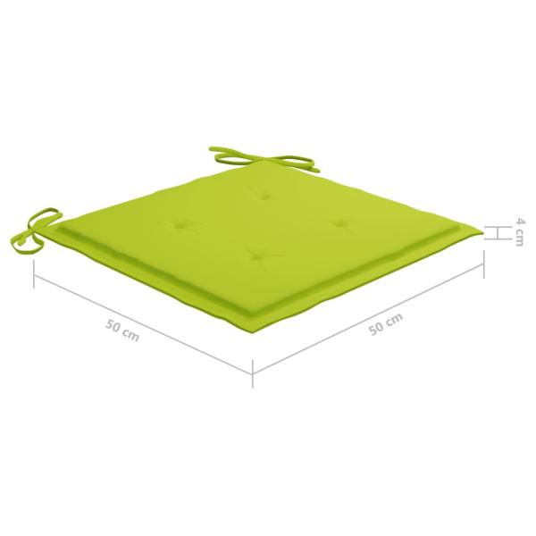 Gartenstühle 2 Stk. mit Hellgrünen Kissen Massivholz Teak 