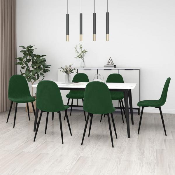 ARDEBO.de - Esszimmerstühle 6 Stk. Dunkelgrün Samt