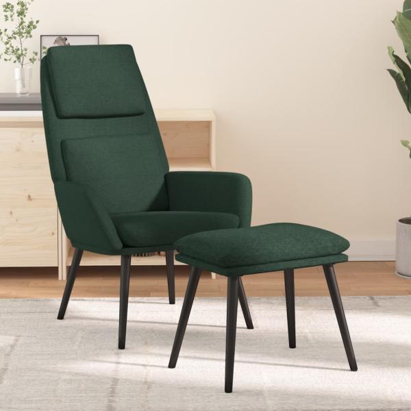 ARDEBO.de - Relaxsessel mit Hocker Dunkelgrün Stoff