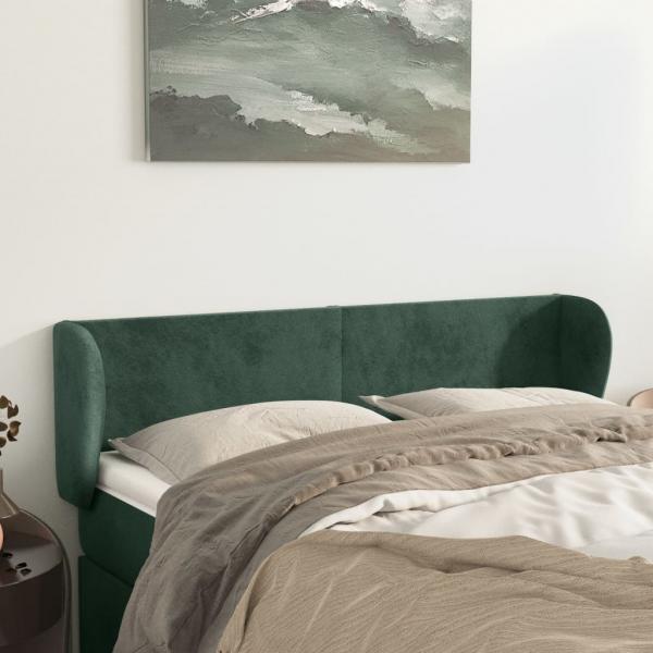 ARDEBO.de - Kopfteil mit Ohren Dunkelgrün 147x23x78/88 cm Samt