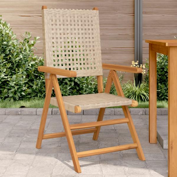 ARDEBO.de - Gartenstühle 2 Stk. Beige Massivholz Akazie und Poly Rattan