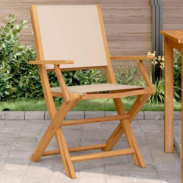 ARDEBO.de - Gartenstühle 2 Stk. Beige Massivholz Akazie & Stoff