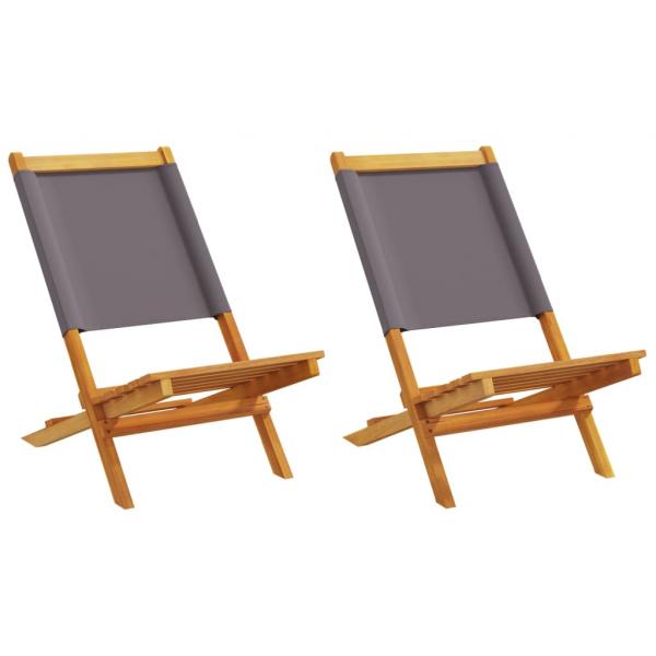 ARDEBO.de - Gartenstühle 2 Stk. Anthrazit Massivholz Akazie & Stoff