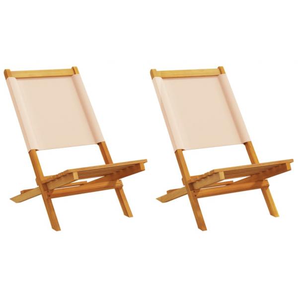 ARDEBO.de - Gartenstühle 2 Stk. Beige Massivholz Akazie & Stoff