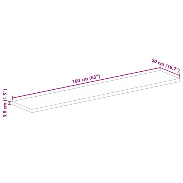 Tischplatte 160x50x3,8 cm Rechteckig Altholz Massiv