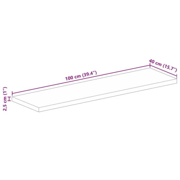 ARDEBO.de - Tischplatte 100x40x2,5 cm Rechteckig Altholz Massiv
