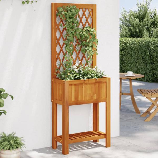 ARDEBO.de - Pflanzkübel mit Rankgitter & Ablage 55x29,5x152 cm Akazienholz