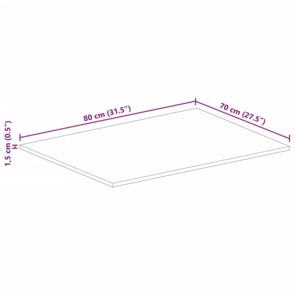 Tischplatte 80x70x1,5 cm Rechteckig Altholz Massiv