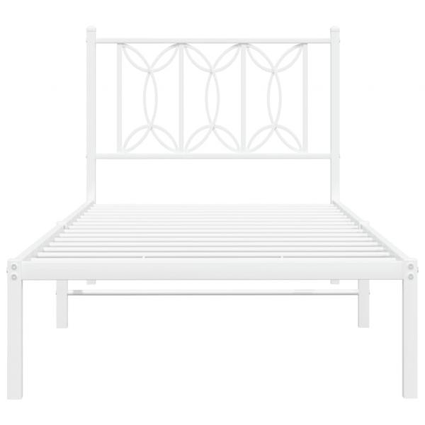 Bettgestell mit Kopfteil Metall Weiß 90x200 cm