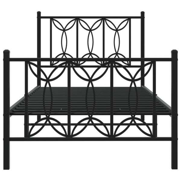 Bettgestell mit Kopf- und Fußteil Metall Schwarz 90x200 cm