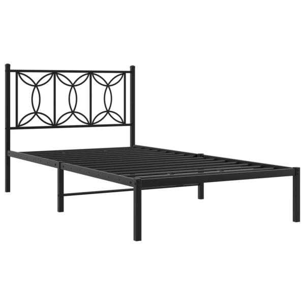 Bettgestell mit Kopfteil Metall Schwarz 107x203 cm