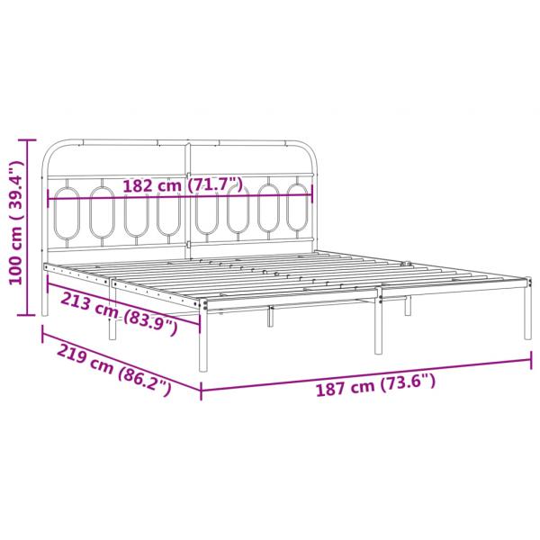 Bettgestell mit Kopfteil Metall Schwarz 183x213 cm