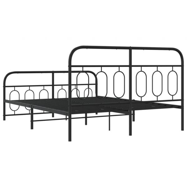 Bettgestell mit Kopf- und Fußteil Metall Schwarz 140x200 cm