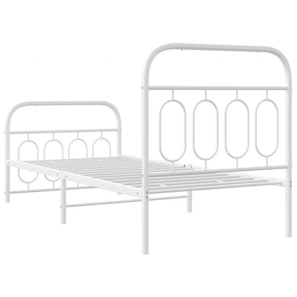 Bettgestell mit Kopf- und Fußteil Metall Weiß 90x190 cm