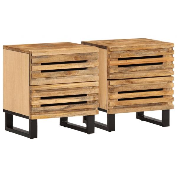 ARDEBO.de - Nachttische 2 Stk. 40x34x46 cm Raues Mangoholz