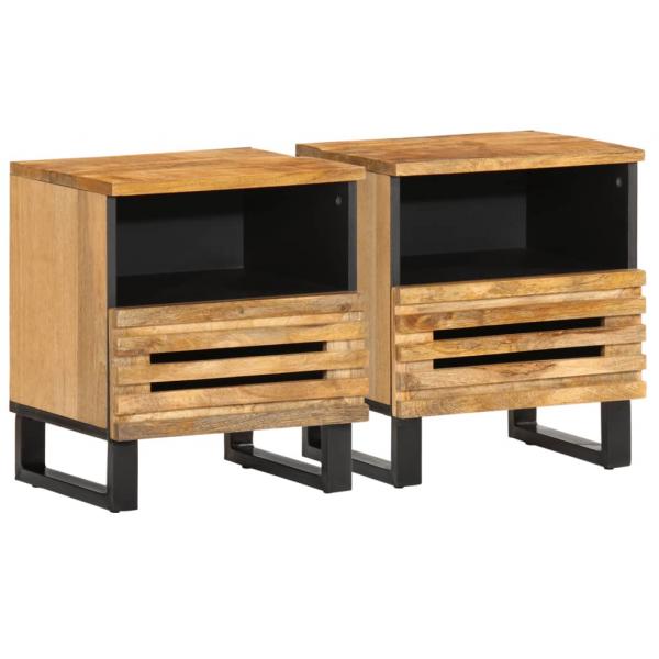 ARDEBO.de - Nachttische 2 Stk. 40x34x46 cm Raues Mangoholz