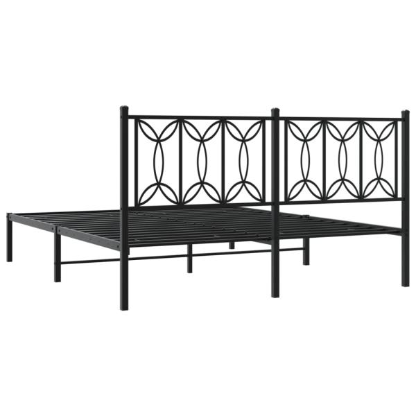 ARDEBO.de - Bettgestell mit Kopfteil Metall Schwarz 150x200 cm