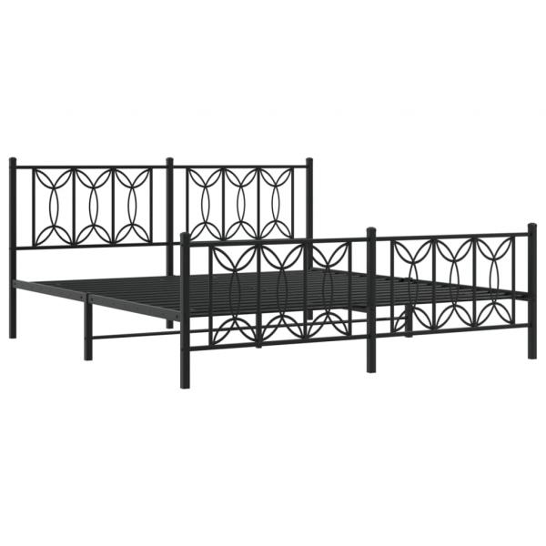 Bettgestell mit Kopf- und Fußteil Metall Schwarz 183x213 cm