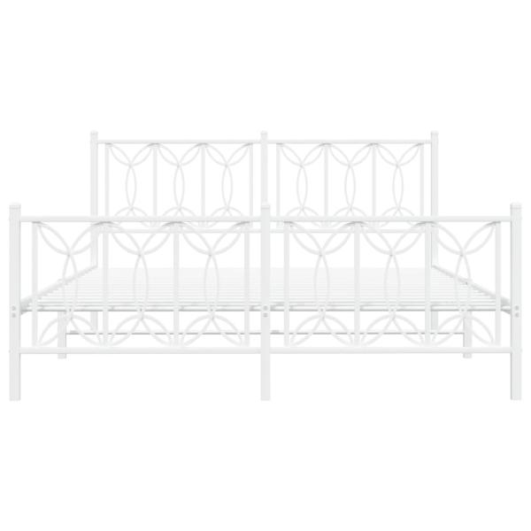 Bettgestell mit Kopf- und Fußteil Metall Weiß 160x200 cm