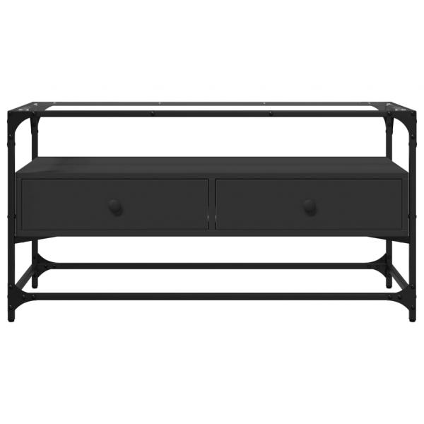 TV-Schrank mit Glasplatte Schwarz 98x35x51 cm Holzwerkstoff