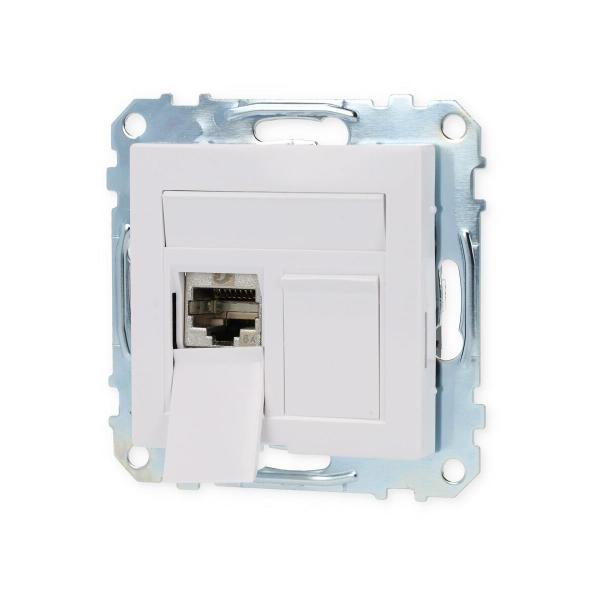 Elso WDE002439 Datendose 2xRJ45 8/8 KAT.6A geschirmt mit Zentralplatte, Exxact, weiß