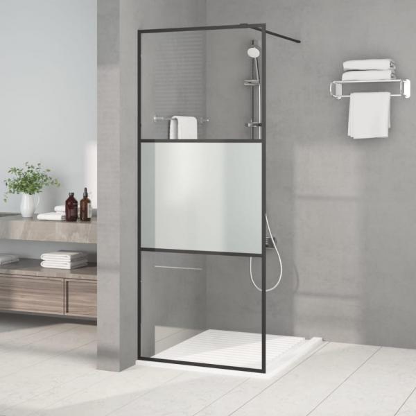 ARDEBO.de - Duschwand für Begehbare Dusche Schwarz 80x195 cm Halbmatt ESG