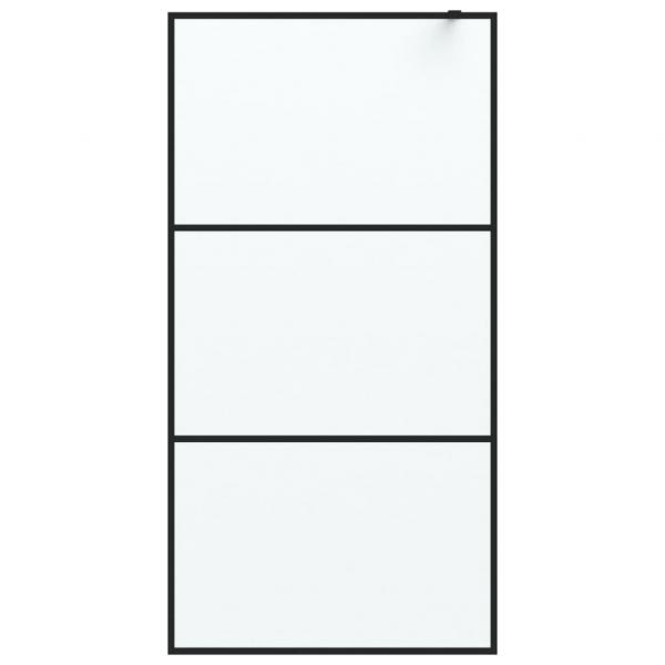 Duschwand für Walk-In Dusche Schwarz 100x195 cm ESG Mattiert