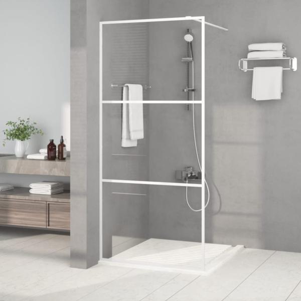 Duschwand für Begehbare Dusche Weiß 90x195 cm ESG-Klarglas