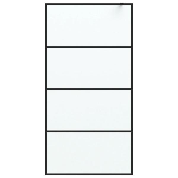 Duschwand für Walk-In Dusche Schwarz 100x195 cm ESG Mattiert