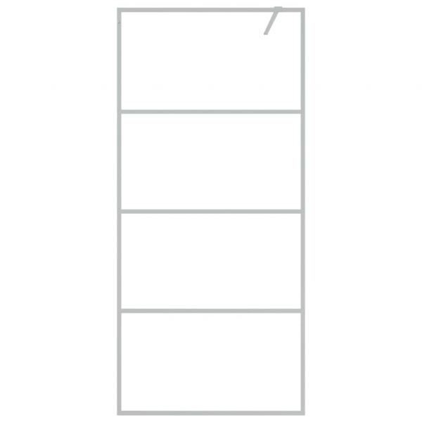 Duschwand für Begehbare Dusche Silbern 90x195cm ESG-Klarglas