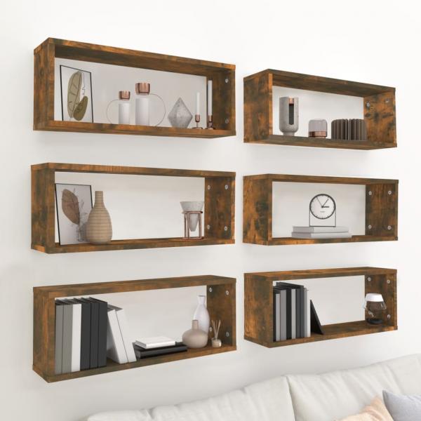 ARDEBO.de - Würfelregale 6 Stk. Räuchereiche 60x15x23 cm Holzwerkstoff