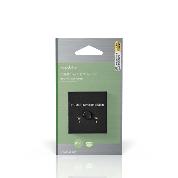 HDMI ? Schalter | 3-Port port(s) | 1x HDMI? Eingang / 2x HDMI? Eingang | 1x HDMI? Ausgang / 2x HDMI? Ausgang | 4K@60Hz | 6 Gbps | Metall | Anthrazit