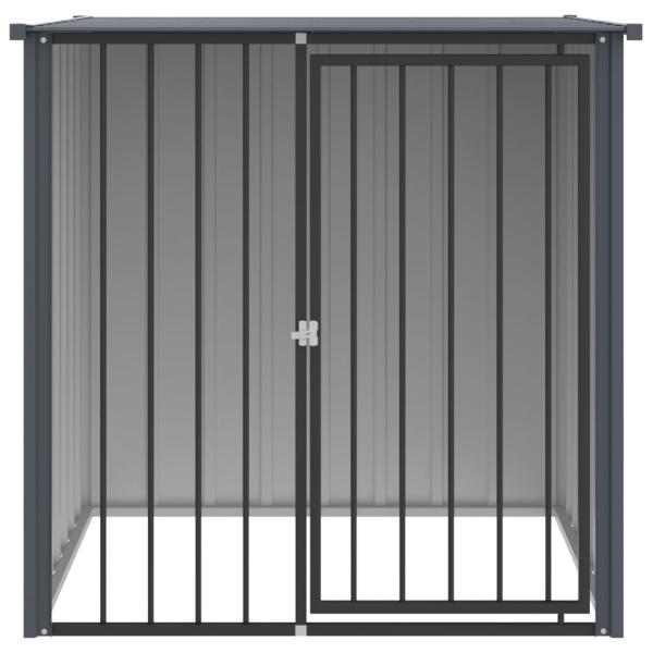 Hundehütte mit Dach Schwarz 110x103x109 cm Verzinkter Stahl