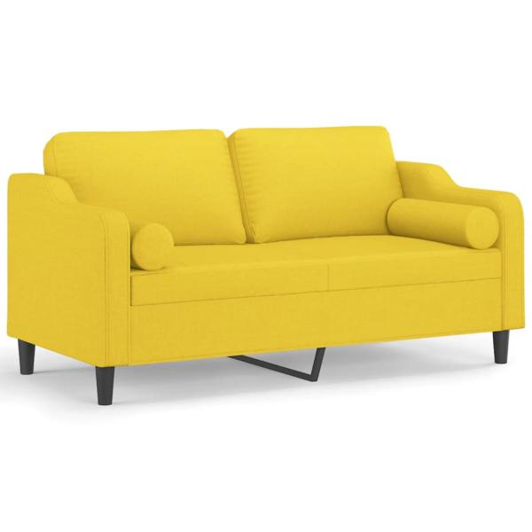 2-Sitzer-Sofa mit Zierkissen Hellgelb 140 cm Stoff