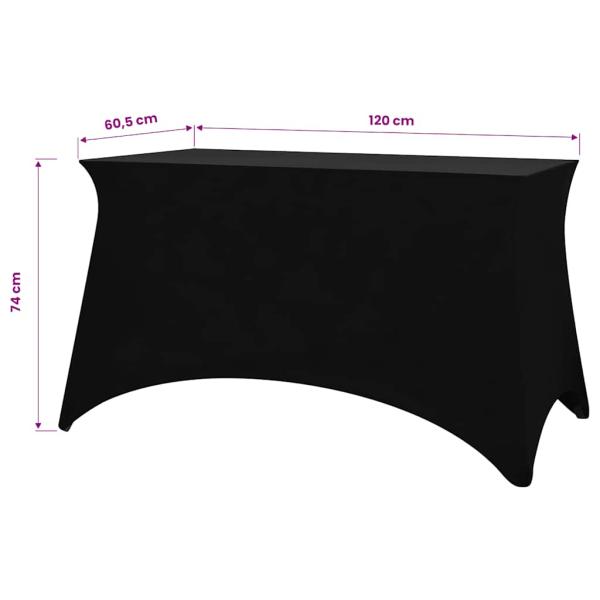 Stretch-Tischhusse 2 Stk. 120 x 60,5 x 74 cm Schwarz