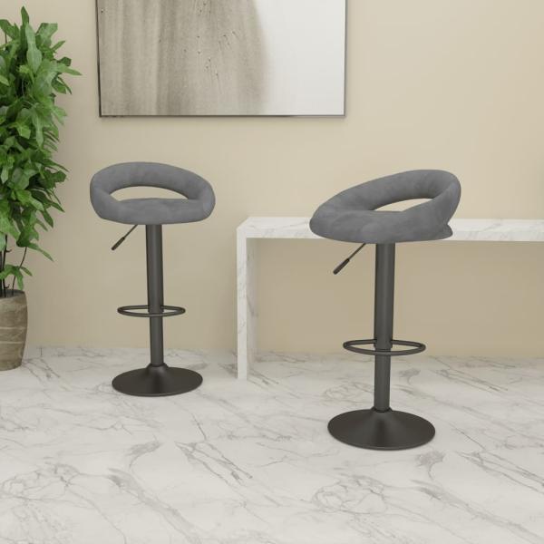 ARDEBO.de - Barhocker 2 Stk. Hellgrau Samt 