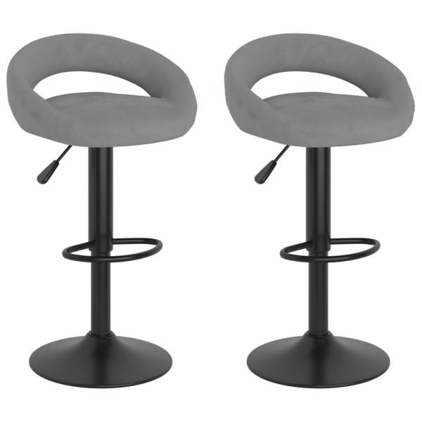 Barhocker 2 Stk. Hellgrau Samt 